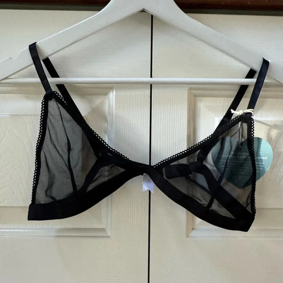 NWT Nat’v Basics Darling Shine Mesh Bralette Black size Large - Picture 2 of 9